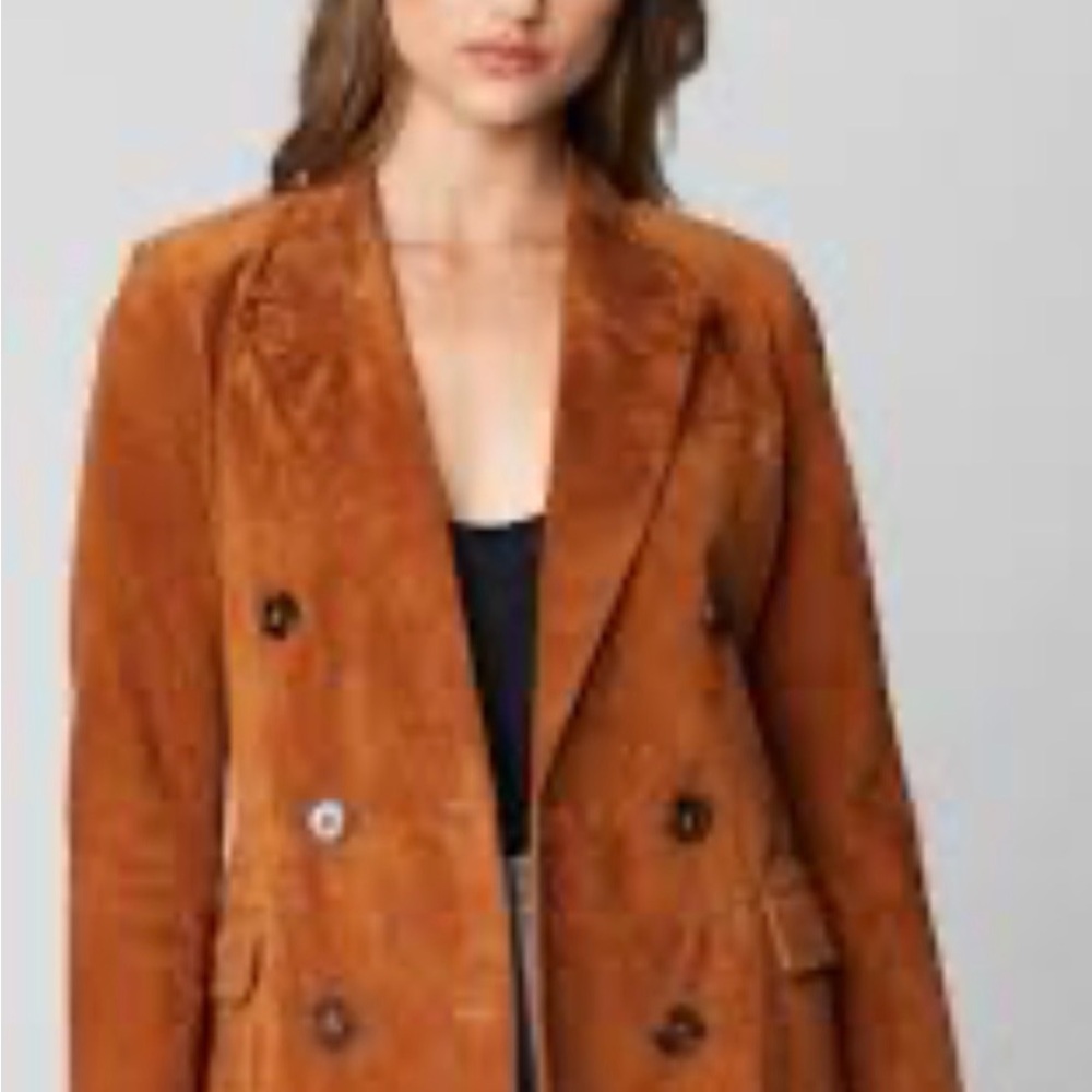 Blank NYC Suede Double Breasted Blazer | Real Leather | XS | Like New